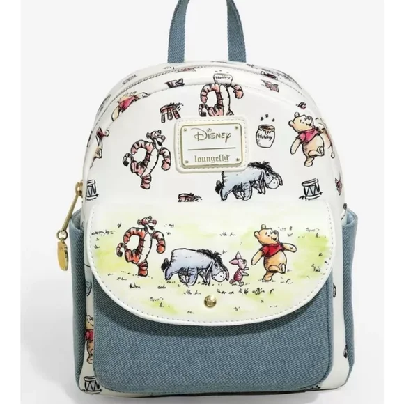 NWT Loungefly Winnie the Pooh denim Mini Backpack New Winnie the Pooh Loungefly Denim Backpack and Wallet at  main image 2